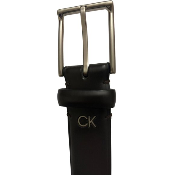 Calvin Klein Mens Synthetic Leather Black Brown Adjustable Size 34-36 - Picture 1 of 6